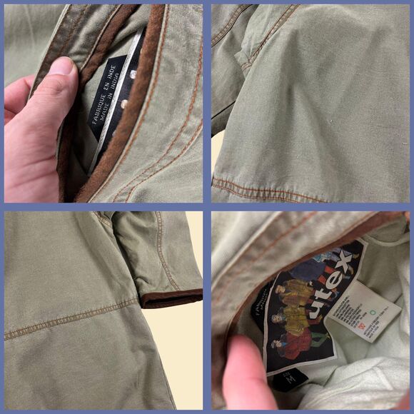 Vintage 70s/80s green jacket by Utex, vintage size M flannel lined mens coat - Picture 5 of 8